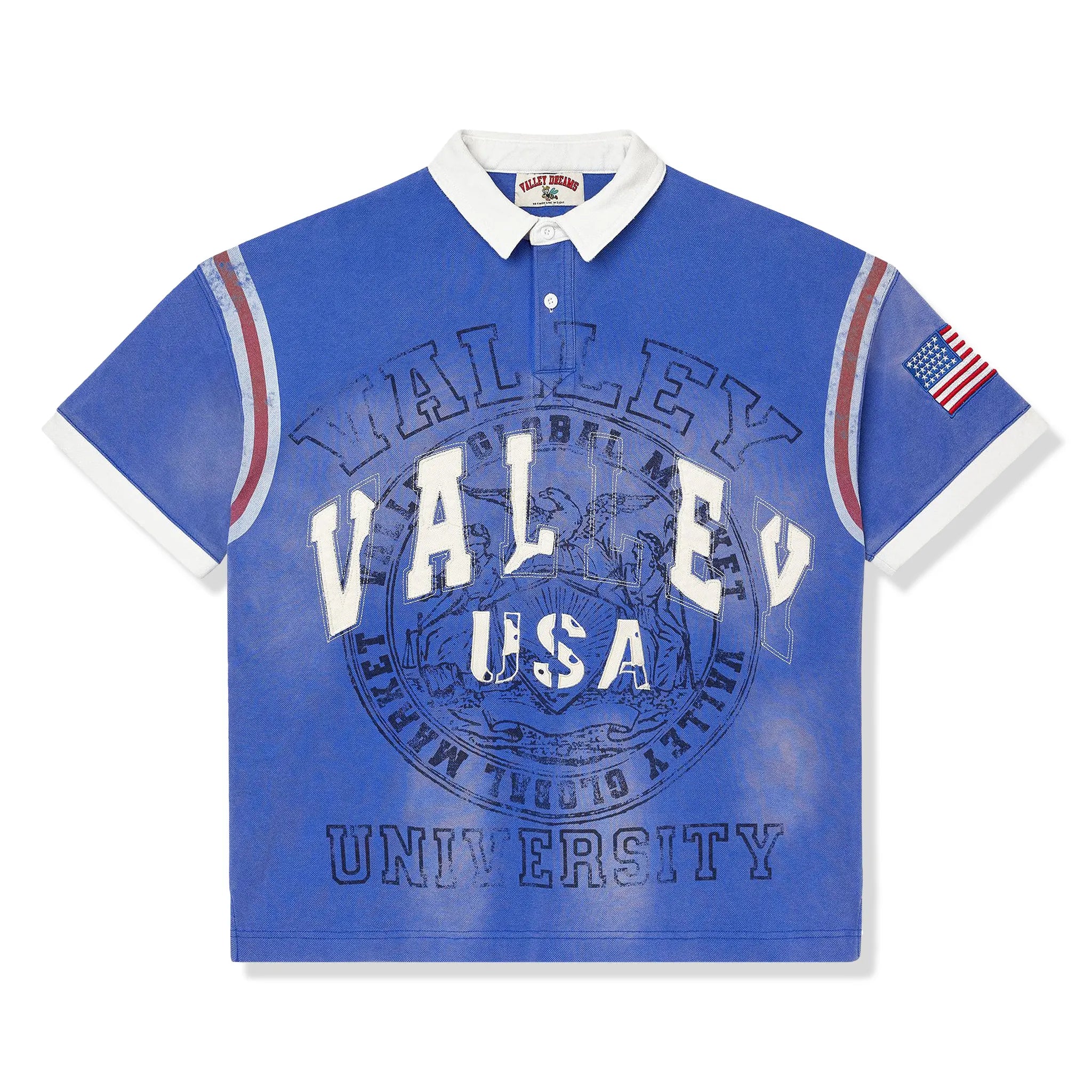Front View of Vale Forever Valley Berlin Blue Polo Shirt
